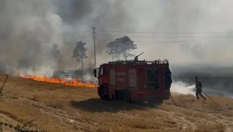 Kırklareli'nde Kontrol Altına Alınamayan Korkutan Anız Yangını